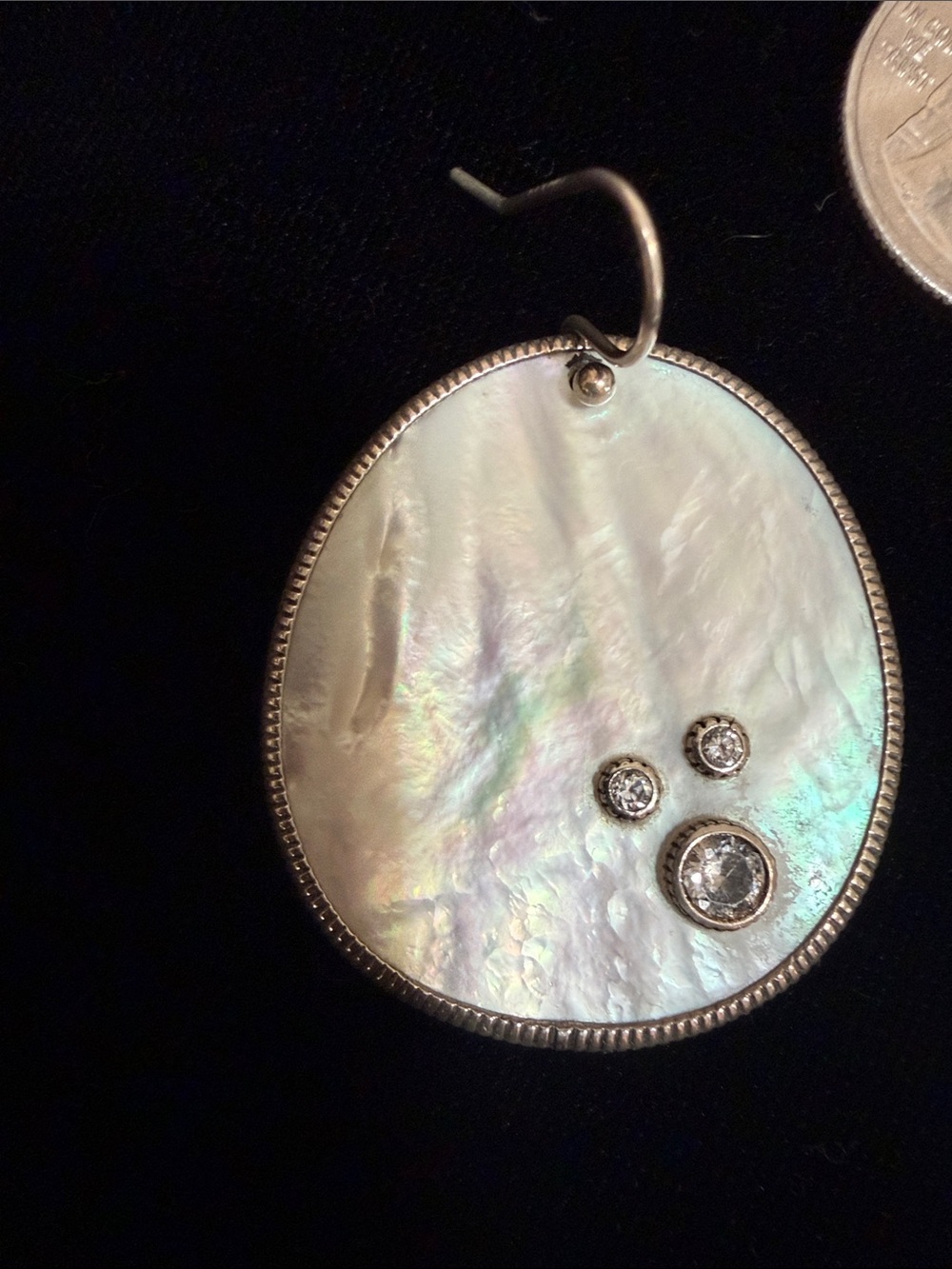 Silpada Mother-of-Pearl Drop Earrings with Clear Crystal Accents - White - Picture 3 of 5